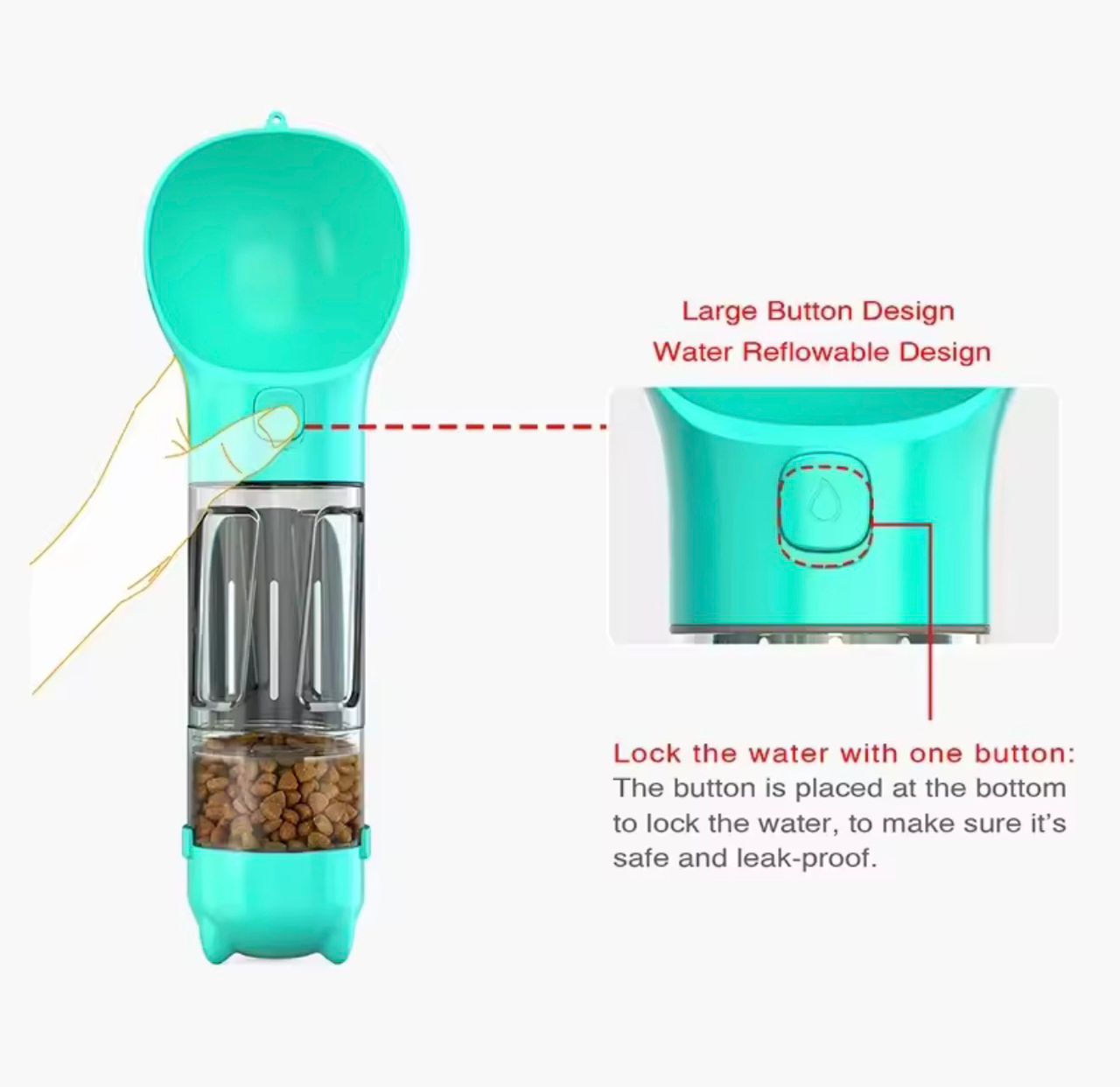 3-in-1 Portable Pet Water & Food Bottle (500ml)